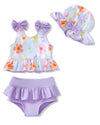 Baby Girl Bathing Suit Newborn Infant Swimsuit Girl 3-6 Months Two Piece Purple Floral Swimwear Summer Beach Baby Bikini Tankini