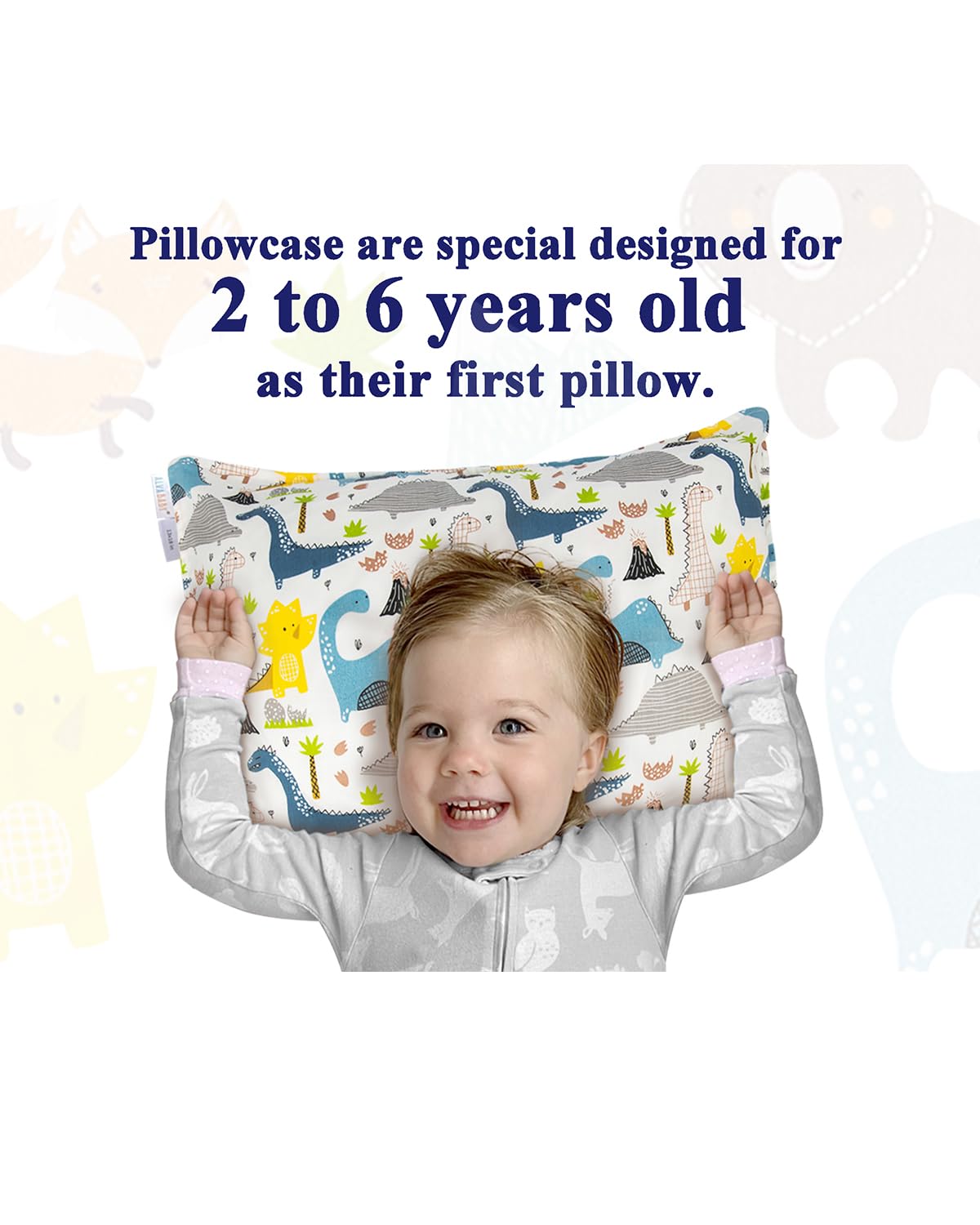 Alvababy Toddler Pillowcases 2 Pack Organic Cotton Kids Pillow Cover Fit 13'X 18' Or 12'X16' Envelope For Girl Boy Sleepy Tr