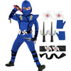Satkull Kids Blue Ninja Costume, Ninja Deluxe Costume Set With Ninja Foam Accessories For Boy&Girl Party Dress Up Ninja Role Pla