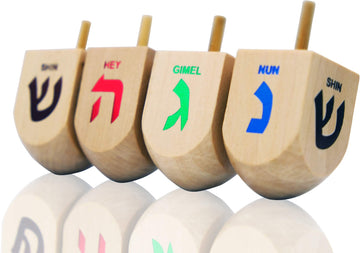 The Dreidel Company Hanukkah 10 Extra Large Hand Painted Wooden Dreidels - Includes Game Instruction Cards- (10-Pack Xl)