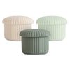 mushie Silicone Baby Food Containers (Green Combo) | 4 oz, 3 Pack Set | Reusable Storage Jars with Lids | Microwavable Dishwashe