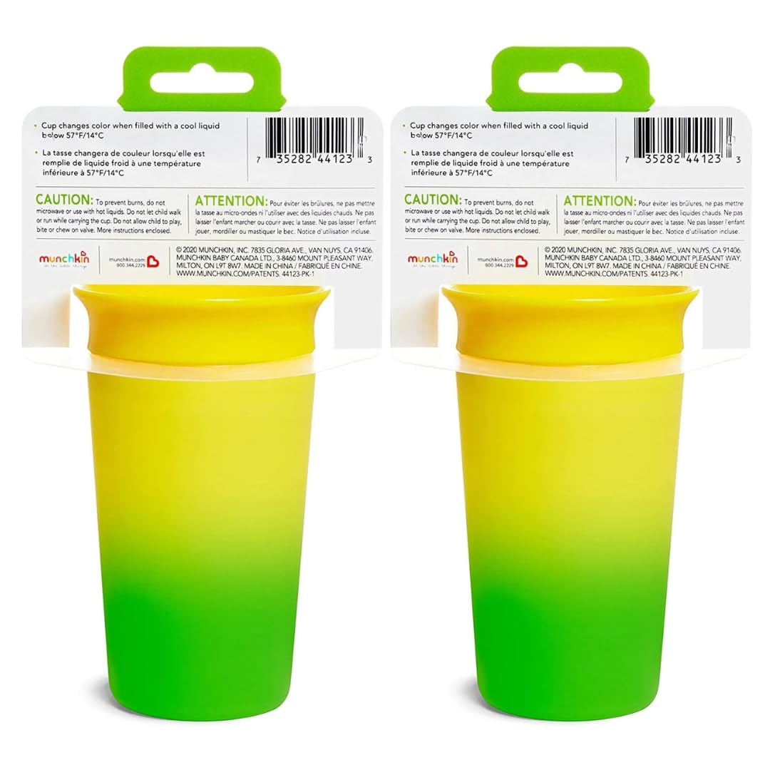 2 Miracle 360 Color Changing Cup For Toddlers Sippy Cups, Toddler Cups Spill Proof With Dentist Recommended Spoutless Design, Bp