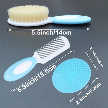Baby Hair Brush &Silicone Baby Cradle Cap Brush Set, For Newborns & Toddlers-Natural Soft Goat Bristles-Ideal For Cradle Cap-Per