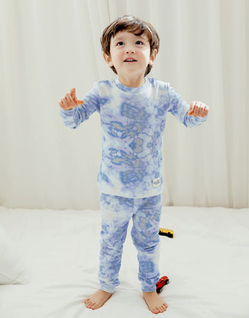 Vaenait Baby Kids Junior 100% Cotton Sleepwear Pajamas 2Pcs Set Tiedye-Warmblue-259 M