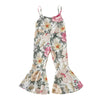 Emmababy Toddler Girl Bell Bottom Romper Baby Floral Suspender Pants Ribbed Jumpsuit Backless Flare Overalls Summer Playsuit(Flo