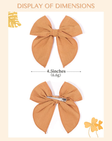 Doboi 20Pcs Fable Bows 4.5 Inch Hair Clips Baby Girls Cotton Linen Bows For Girls Solid Color Hair Accessories For Baby Toddlers