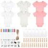 Bouboni 60 Pcs Diy Baby Bibs Bodysuit Set Baby Shower Game 6 White Baby Bibs 6 Newborn Bodysuit 12 Fabric Markers 12 Stencils 23