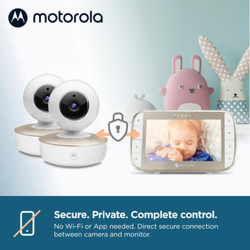 Motorola Vm50G - Hd Wireless 2-Camera & 5' Screen 1000Ft Range Video Baby Monitor W/ 2-Way Audio - Indoor/Outdoor Usage, Remote
