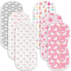 Spriggenix 6 Pack Pink Burp Cloths Baby Boys Girls with Elephant Pattern, Large Cotton Burping Clothes for Newborns Gifts Extra