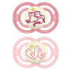 Mam Perfect Night Baby Pacifier, Patented Nipple, Glows In The Dark, 6-16 Months, Girl, 2 Count (Pack Of 1)