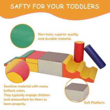 Tolead Toddler Foam Climbing Set Indoor - Kids Climb & Crawl Soft Activity Playset - Toddler Climber Gymnastics Equipment For Wa