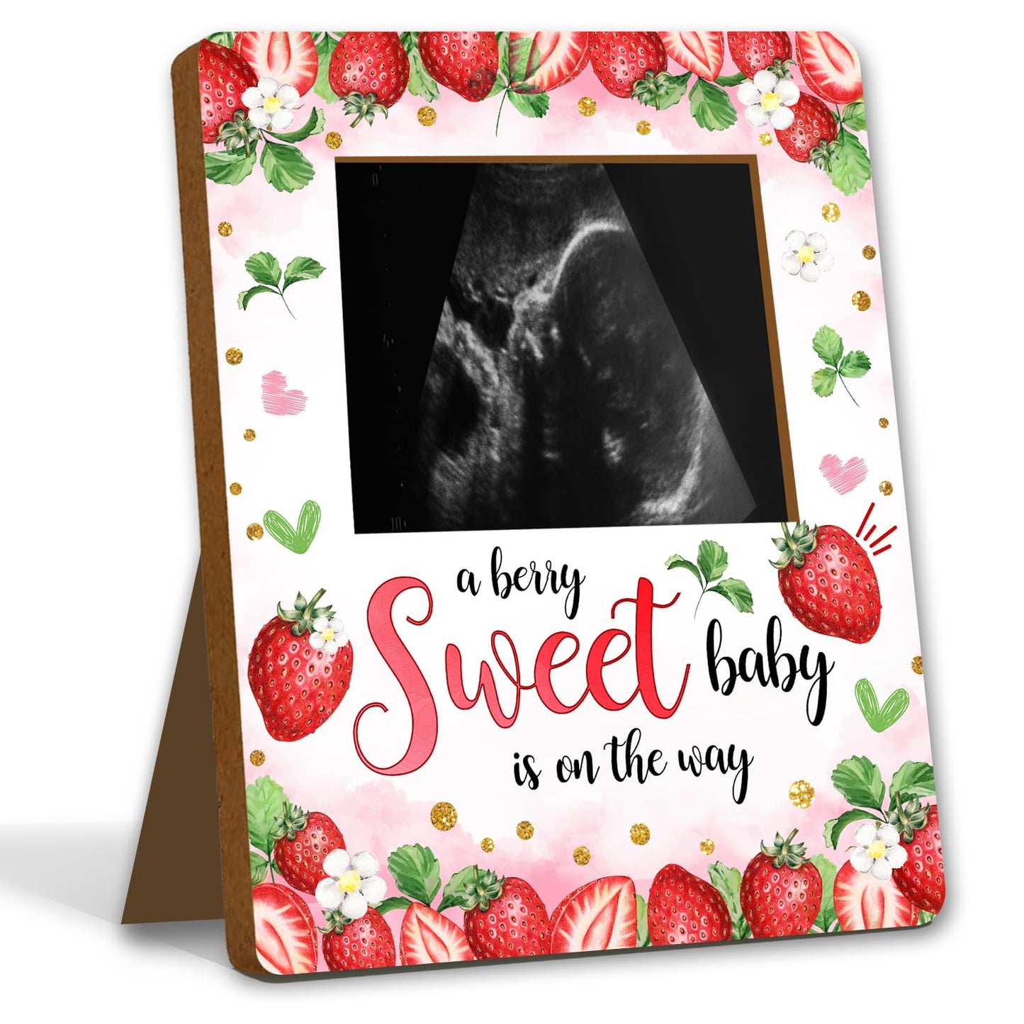 ALodr Strawberry Baby Shower Decorations, Baby Shower Sign Picture Frame, Berry Sweet Party Decor for Gender Reveal, Pregnancy M