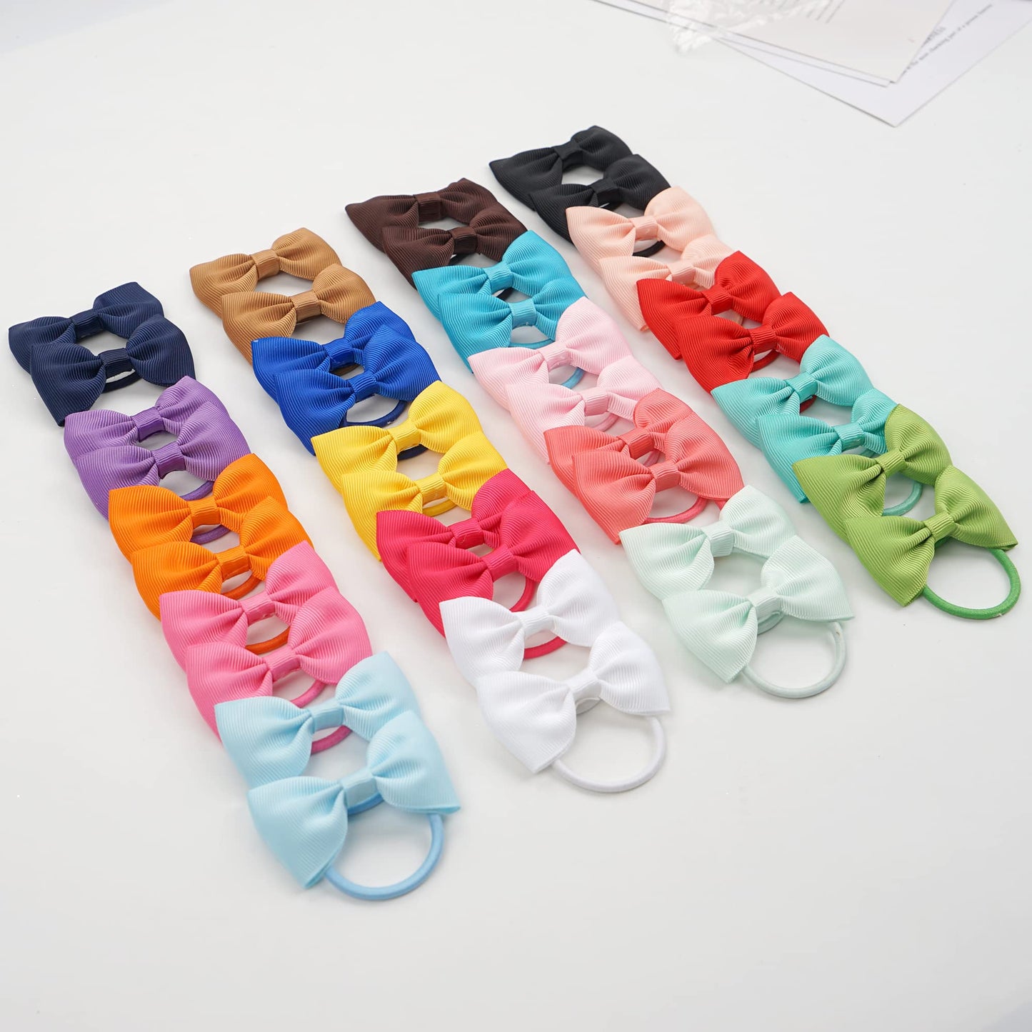 C Llot Toddler Hair Ties 40Pcs 2.75' Baby Girls Hair Bows Tie Baby Bows Elastics Rubber Ribbon Hair Bands Accessories For Baby