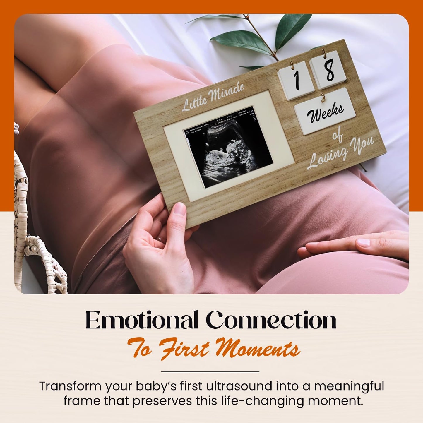 Yelloiris Brown Ultrasound Sonogram Picture Frame With Milestone Tracker - Elegant Wooden Keepsake For Expecting Parents - Nurse