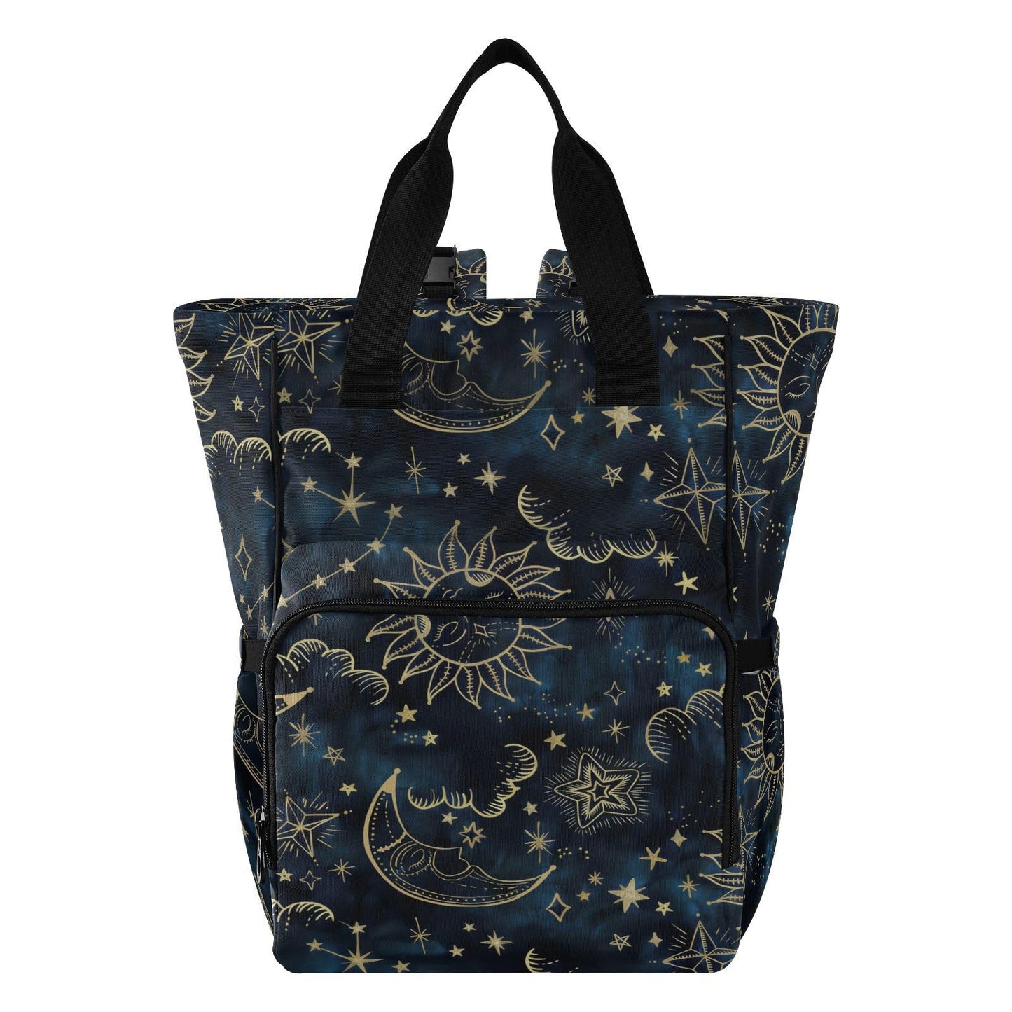 senya Diaper Bag Backpack, Sun Moon Boho Cosmos Astrology Multifunction Travel Bag for Moms Dads