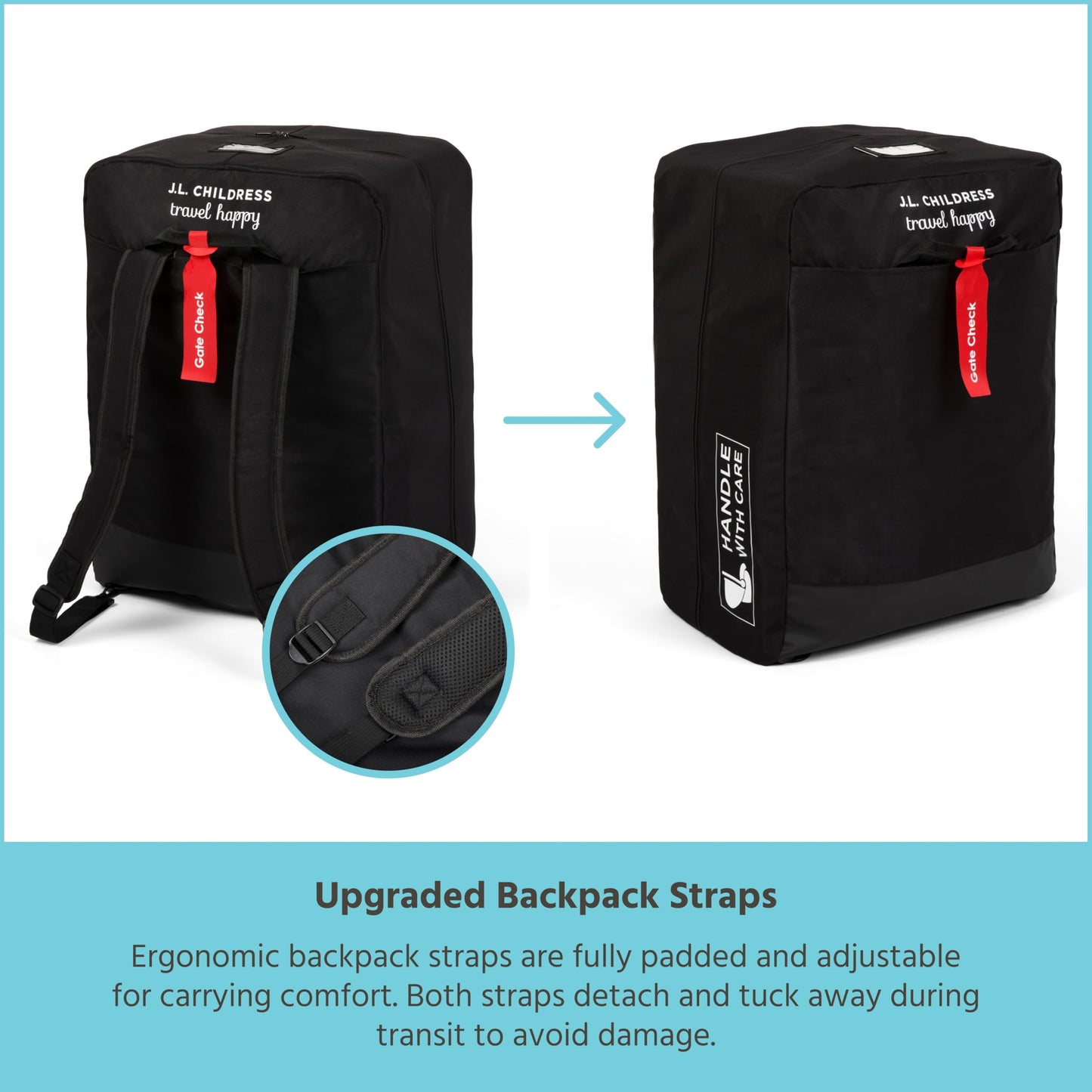 J.L. Childress Elite Padded Travel Bag For Doona And Evenflo Shyft - Airtag Holder - Fits Car Seat Stroller Combos And Most Infa