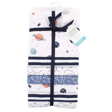 Hudson Baby Unisex Baby Cotton Flannel Burp Cloths, Space, One Size
