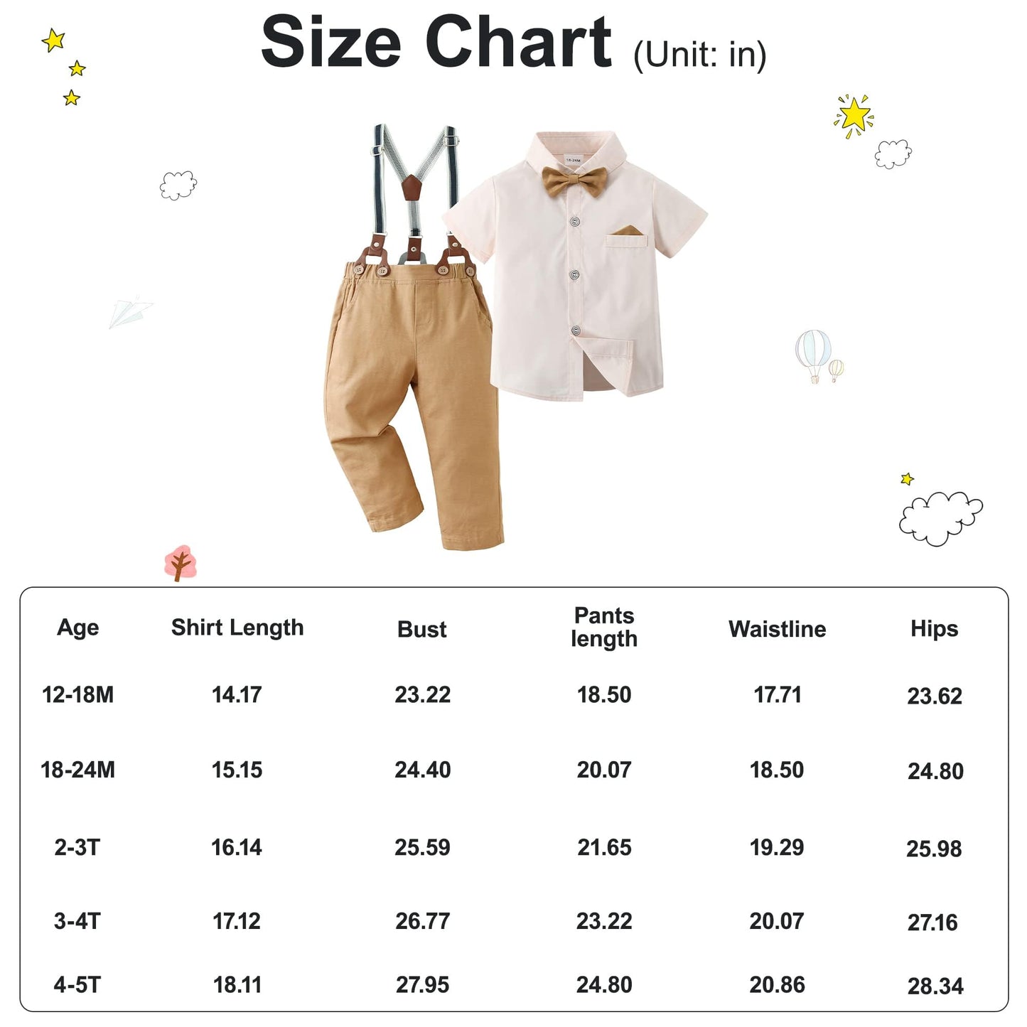 Disaur Matching Family Outfits Short Sleeve Apricot Brown Dress Shirt Bow Tie Suspender Pants Boys Church Outfit 4T 5T 4-5T