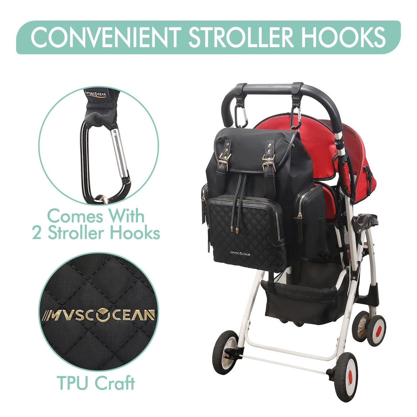Mvscocean Diaper Bag Backpack,Quilted Diaper Backpack With Usb Charging Port & Stroller Hook,Diaper Bags For Baby Boys Girls (Bl