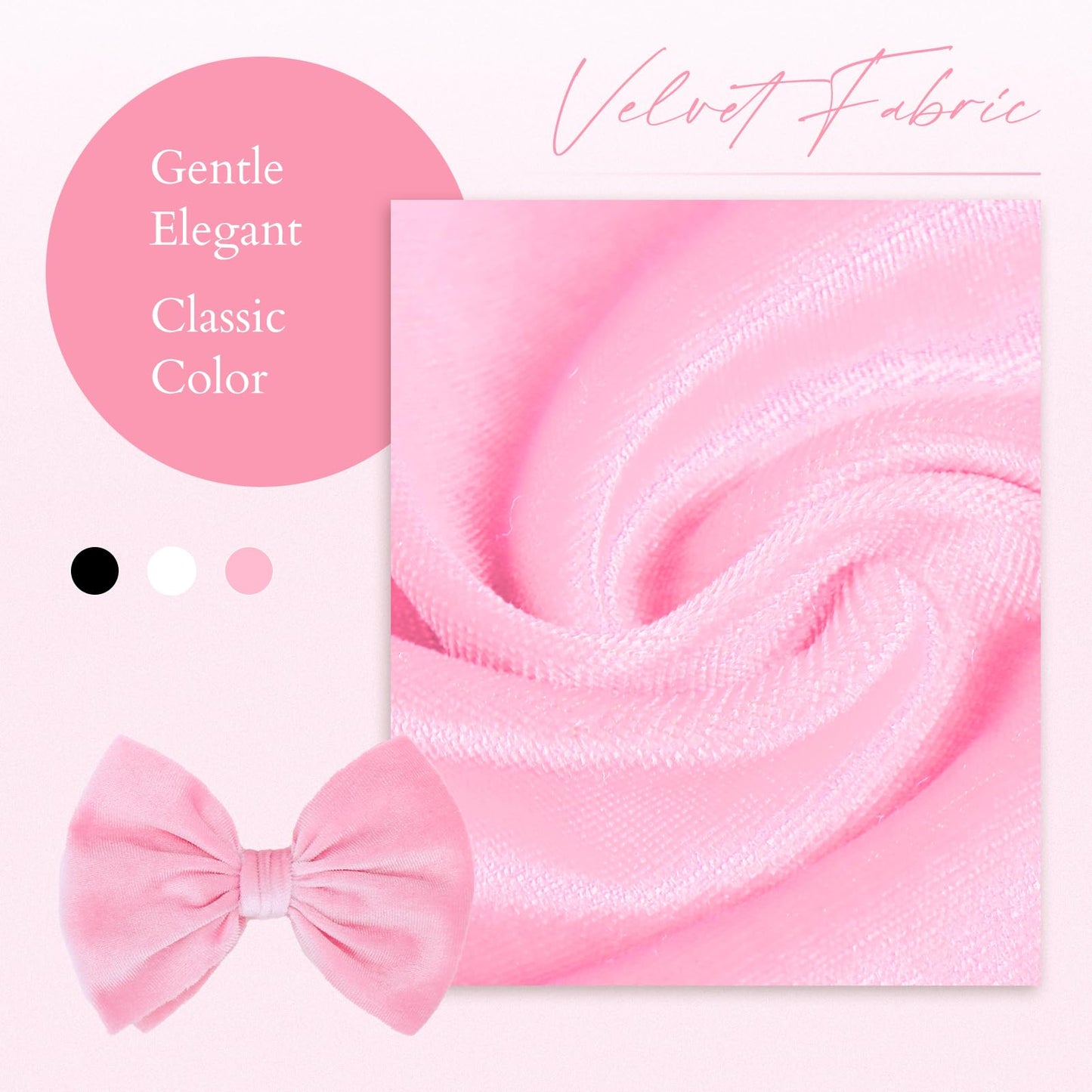 Yanjie Newborn Velvet Nylon Soft Elastics Bows Hairbands And Hair Accessories For Infants, Toddlers, Child (Black White Pink)