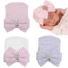 Dreshow Bqubo 3 Pack Newborn Hospital Hat Infant Baby Hat Cap With Big Bow Soft Cute Knot Nursery Beanie
