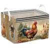 Vintage Chicken Rooster Storage Basket, Cute Hamper Gift for Pet Owners, Waterproof Foldable Boys Girls Toy Boxes, Bin for Laund