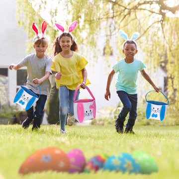 Atonofun 2 Packs Easter Basket Set, Easter Bunny Basket Gift Baskets Bags For Kids, Canvas Tote Bags Bunny Easter Bucket For Eas