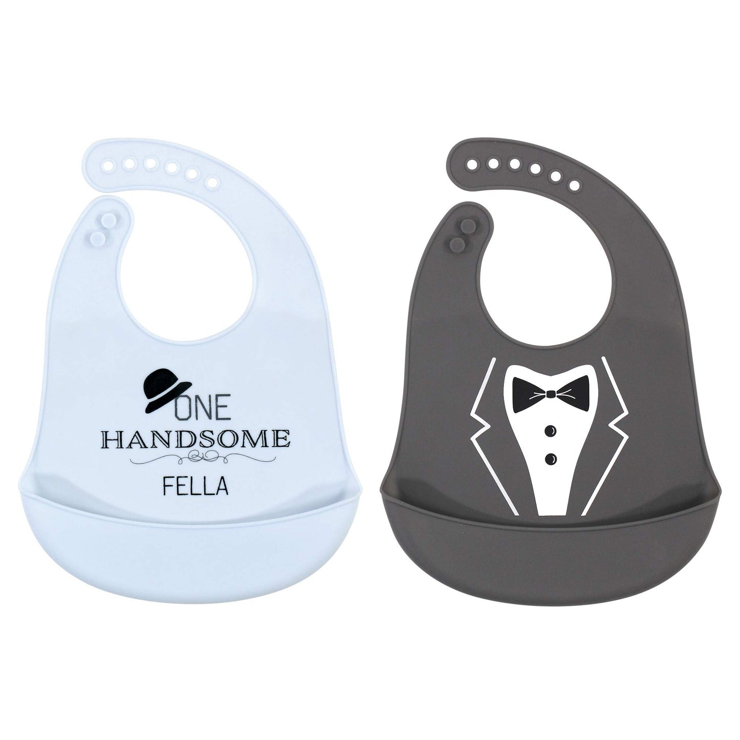 Hudson Baby Unisex Baby Silicone Bibs, One Handsome Fella, One Size