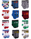 Dc Comics Baby Boys/Girls 12 Pack Socks: Batman, Wonder Woman, Superman, Justice League, Super Girl, Size Age 12-24M, Green/Blue