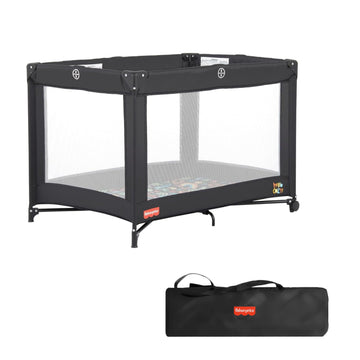 Fisher-Price Play All Day Baby Playard In Black, No Tool Assembly, Easy One-Hand Fold Playard, Breathable Mesh Sides, Carry Bag