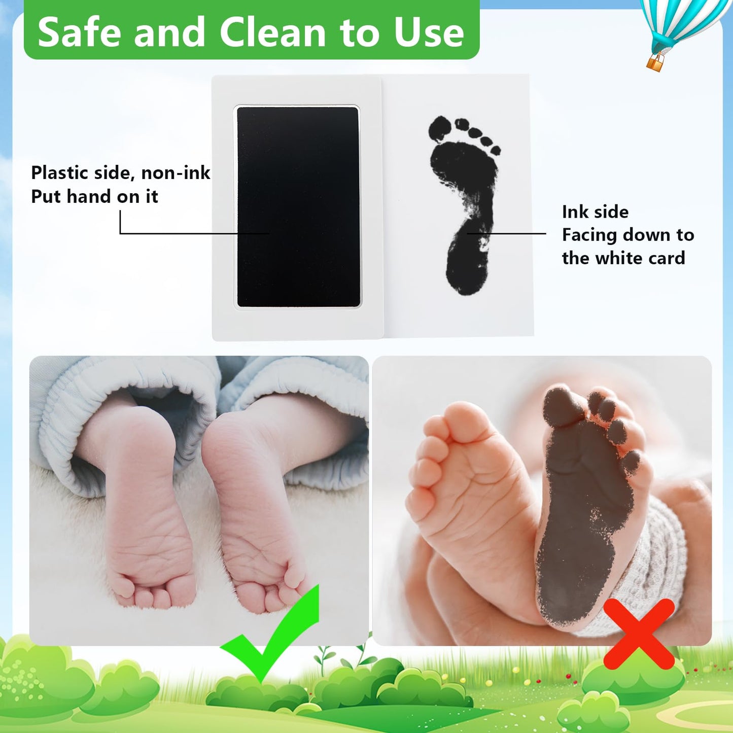 Jazb 6-Pack Baby Inkless Hand And Footprint Kit, Ink Pad Paw Print Kit For Dogs, Dog Nose Print Kit, Dog Paw Print Kit - Baby Fo