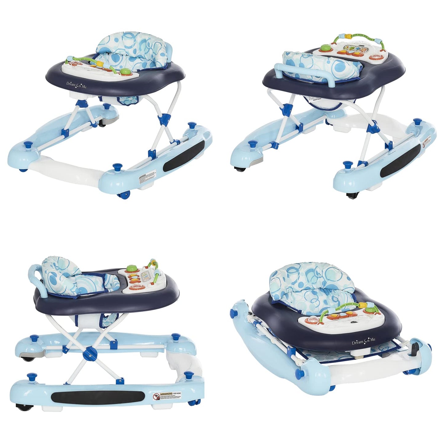 Dream On Me Go-Getter Baby Walker And Walk Behind Walker, Adjustable Seat Height, Comfortable Padded Seat, Easy To Fold, Pack An