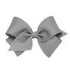 Wee Ones Girls' Classic Grosgrain Hair Bow With Plain Wrap Center On A Weestay Hair Clip, Handmade, Small Sized Bow, Gray