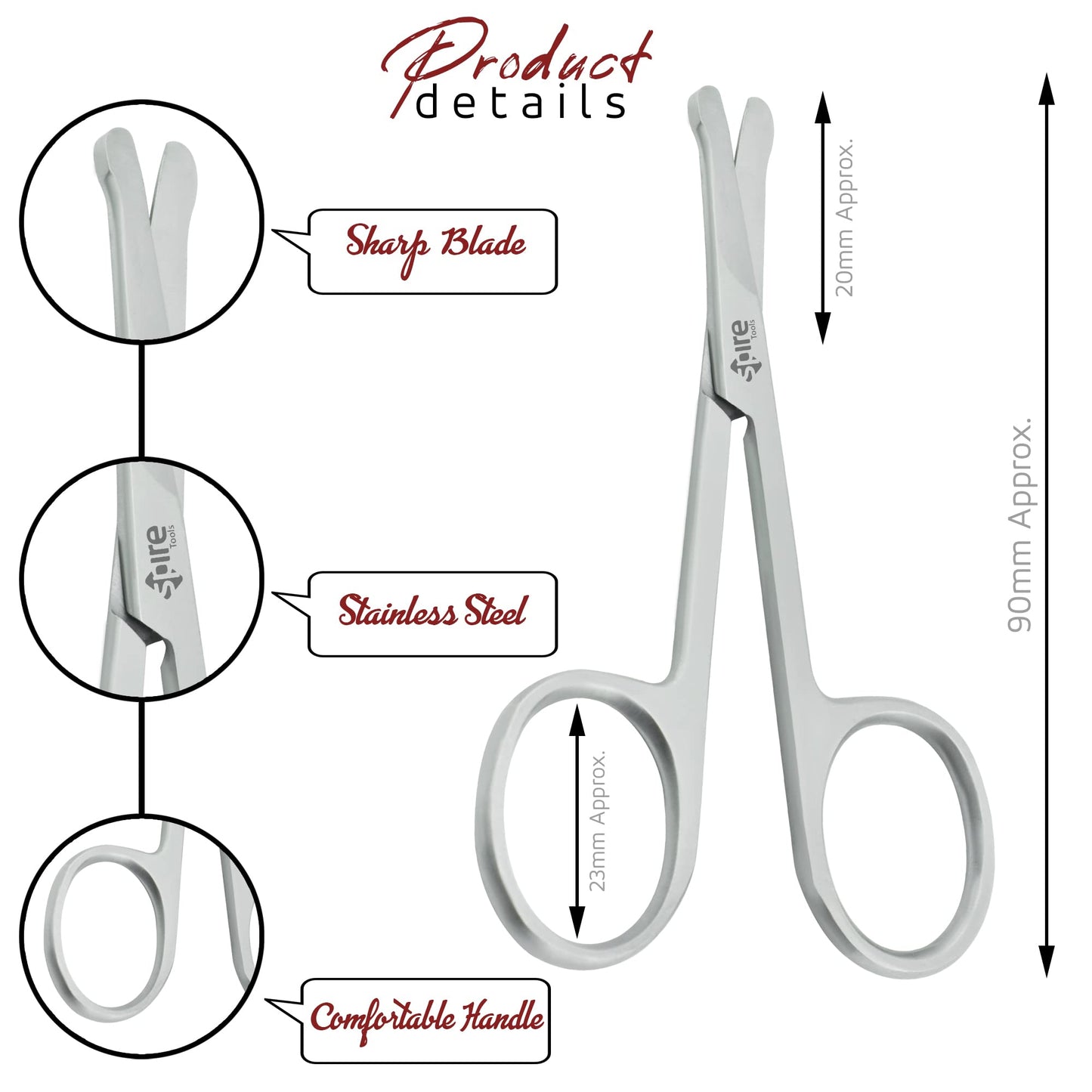 Baby Nail Scissors Round Probe Small Hair Scissors, Child Care Safety Blunt Stainless-Steel Beauty Facial Hair & Eyelashes Eyebr