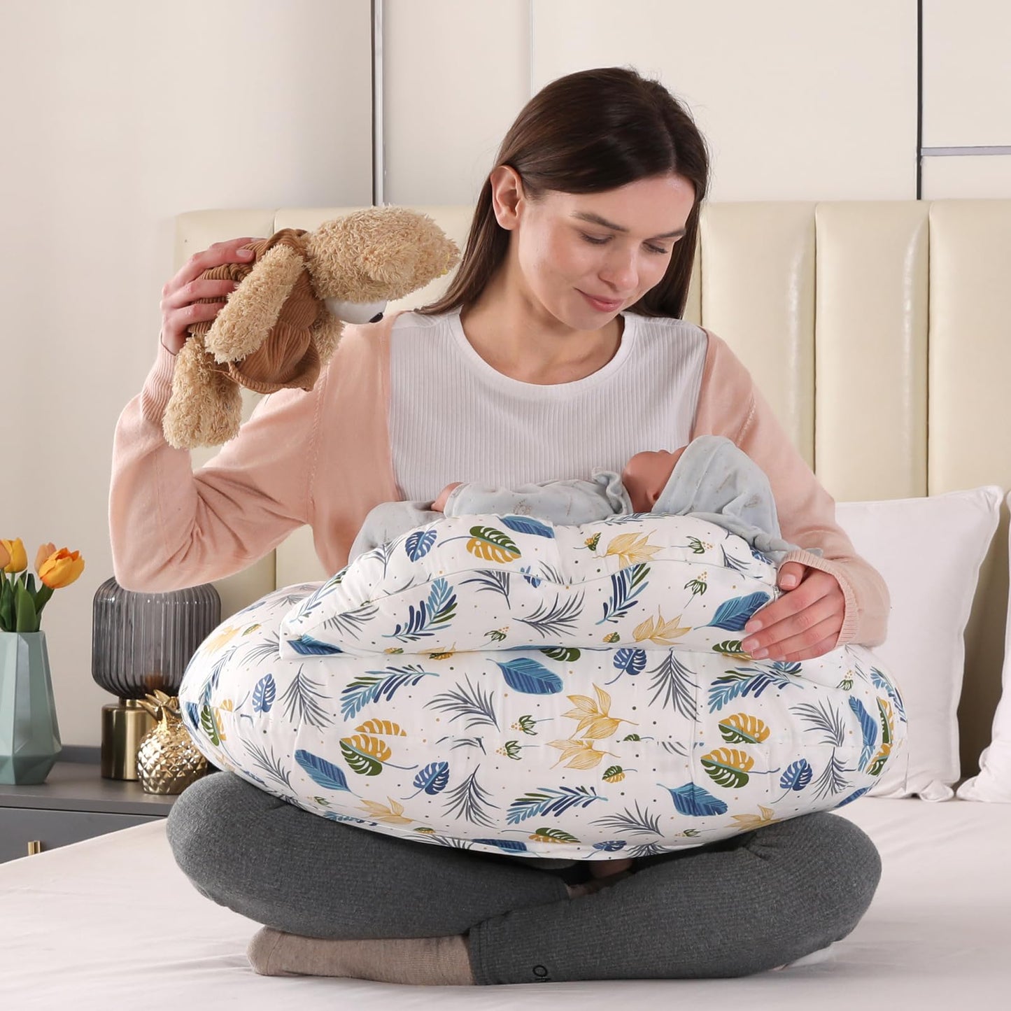 Battop Nursing Pillow For Breastfeeding,More Support For Mom And Baby,Feeding Pillow With Removable Cover And Adjustable Waist S