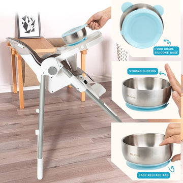 Mr. Chou Baby Bowls With Non-Slip Silicone Suction Cup, Insulated Double-Layer 304 Stainless Steel Toddler Bowls With Bpa Free A