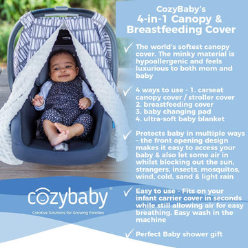The Worlds Softest 4-In-1 Carseat Canopy & Nursing Cover By Cozybaby. 4 Uses - Baby Car Seat & Stroller Cover, Nursing Cover Bre