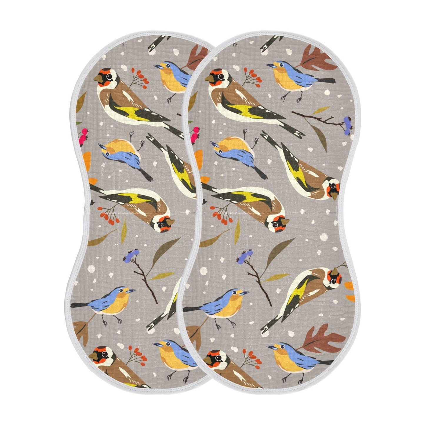 YYZZH Autumn Bird Goldfinch Robin Berry Muslin Burp Cloths for Baby 2 Pack 100% Cotton Baby Washcloths Bibs for Boy Girl