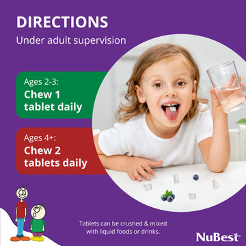 NuBest Tall Kids - Multivitamins & Minerals for Age 2 to 9 - Bone Strength & Immunity Support - Helps Kids, Toddlers Healthy - A