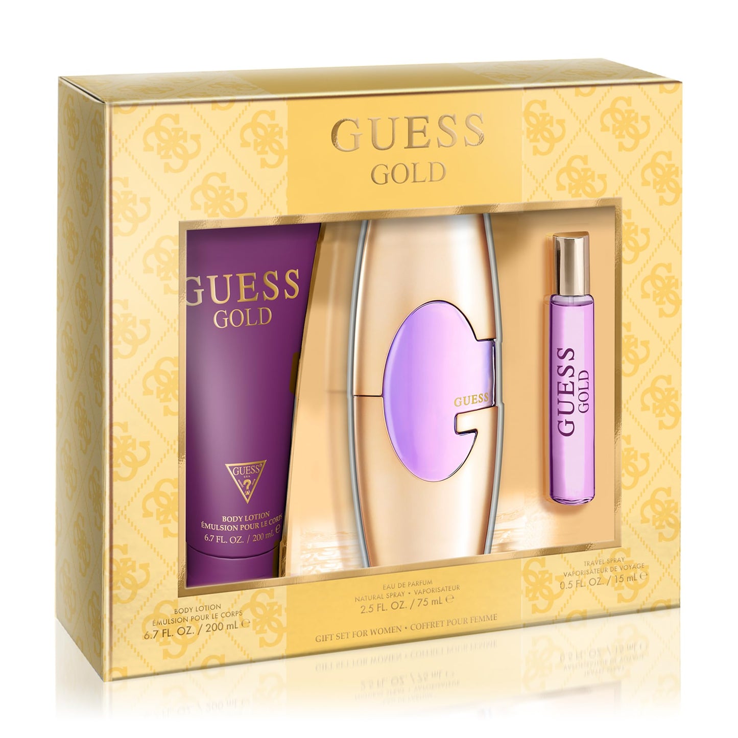 Guess Gold By Guess For Women - 3 Pc Gift Set 2.5Oz Edp Spray, 0.5Oz Travel Spray, 6.7Oz Body Lotion