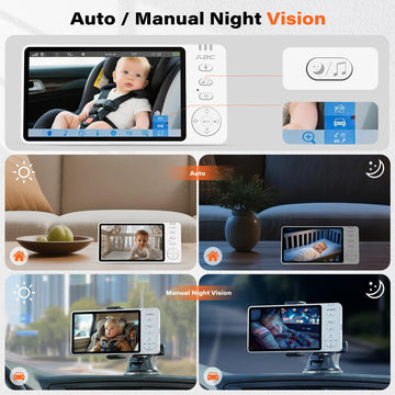 A2C Wireless Baby Car Camera, Usb Powered Baby Monitor For Car Backseat & Home, 5 ' Hd 1080P Auto/Manual Night Vision Screen Wi