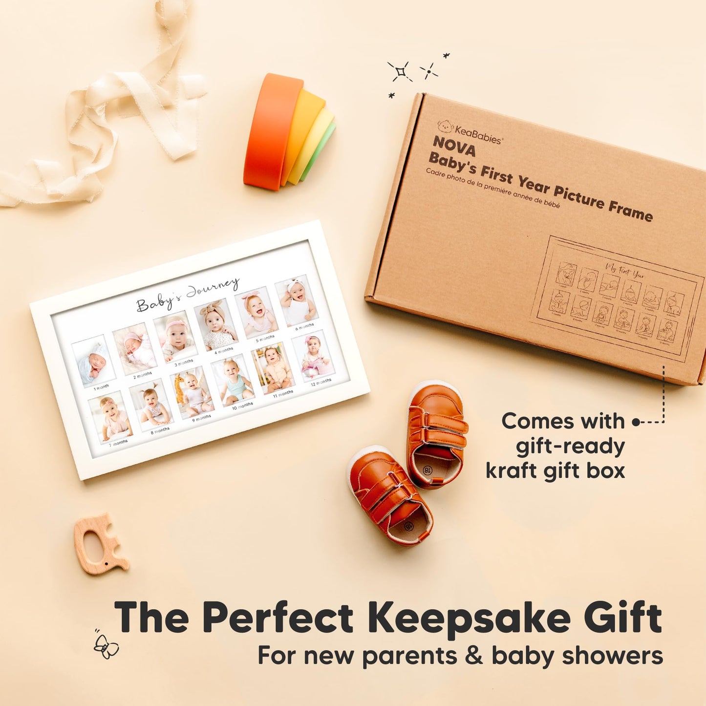 My First Year Photo Frame,12 Months Baby Picture Frame For Newborn Girl,Boy-Baby Shower Gifts Keepsakes,Monthly Baby'S One Year