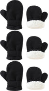 Baby Toddler Mittens Boys Girls Winter Outdoor Gloves Kids Easy-On Fleece Warm Mittens Black 3 Pair M(1-2 Years)