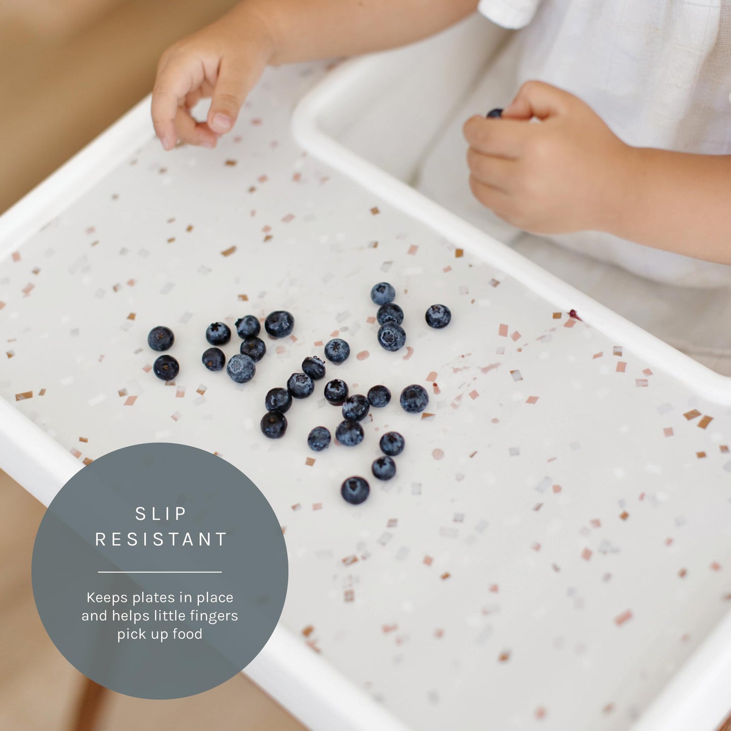 Yeah Baby Goods Placemats Compatible W/Antilop High Chair (Terrazzo On Milk) - Slip-Resistant & Food-Grade Silicone High Chair M