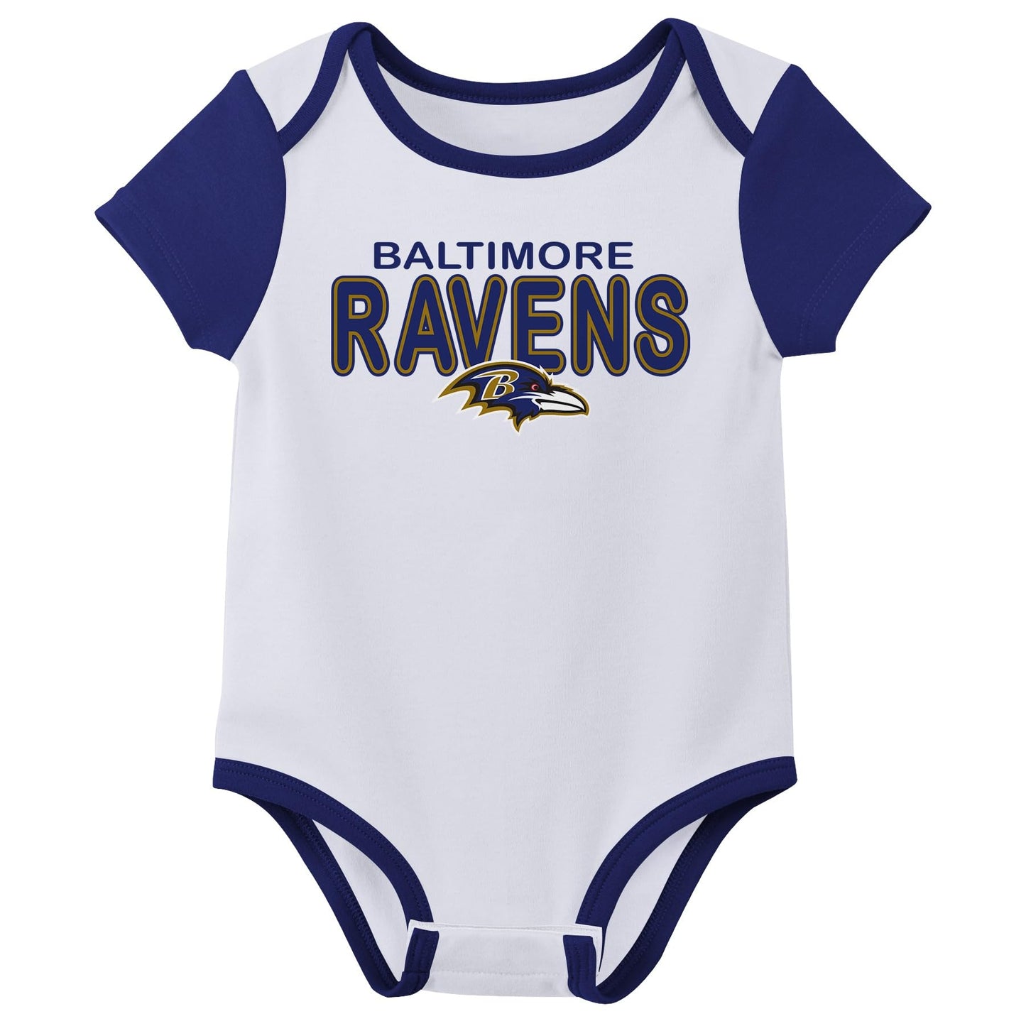 Outerstuff Nfl Newborn Baby And Infant Short Sleeve Bodysuit Variety 3-Pack - Baltimore Ravens, 6-9M