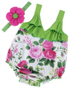 Summer Newborn Headband Girls Floral Baby Ruffle Romper Clothes,9Ed03,12-24 Months(Size L)