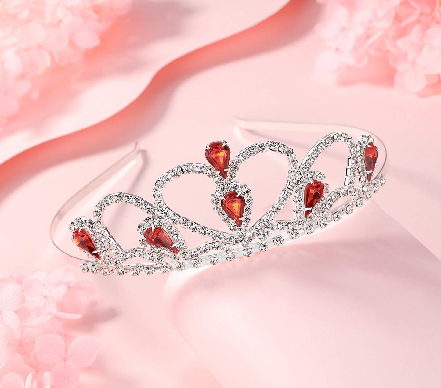 Lovelyshop Red Gems Rhinestone Tiara For Little Kid Big Kid Prom Birthday Princess Crown