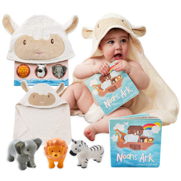 Tickle & Main Noah'S Ark Baptism Gift For Boys - Ark Toy Gift For Baby Shower & Birthday - Ready-To-Give 5-Piece Bundle With Sto