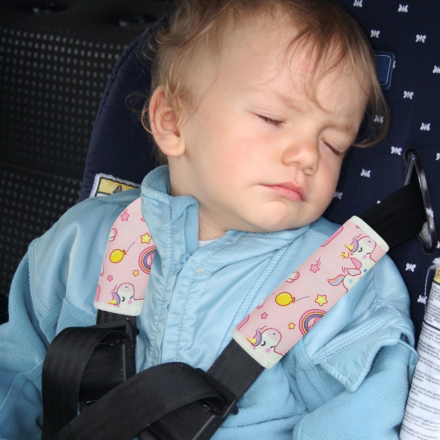 Cuxfls Baby Strap Cover For Children, 2 Pcs Infant Car Seat Belt Cover Pad, Neck Pad Protector For Kids Newborn Toddlers (Pink U