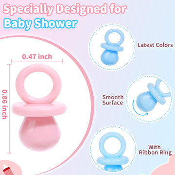 200 Mini Pacifiers Baby Shower Game Boy, 0.86 Plastic Pacifiers Baby Shower Game, Bulk Baby Shower Pacifiers For Gender Reveal B